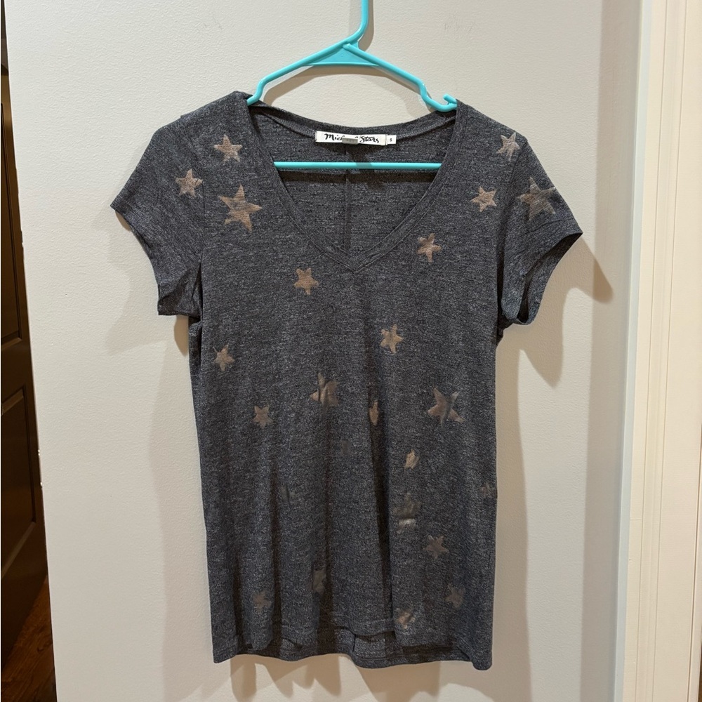 Michael Stars Grey Metallic Star T Shirt